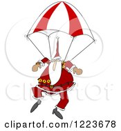 Santa Descending With A Skydiving Parachute