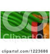 Poster, Art Print Of 3d Waving Flag Of Zambia With Rippled Fabric