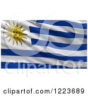 Poster, Art Print Of 3d Waving Flag Of Uruguay With Rippled Fabric