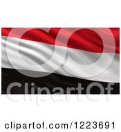 Poster, Art Print Of 3d Waving Flag Of Yemen With Rippled Fabric