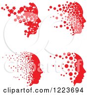 Poster, Art Print Of Red Faces In Profile With Trails Of Bubbles And Flowers