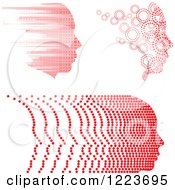 Clipart Of A Red Faces In Profile With Trails Of Bubbles And Blur Royalty Free Vector Illustration
