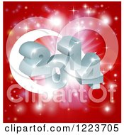 Clipart Of A 3d 2014 And Fireworks Over A Turkey Flag Royalty Free Vector Illustration
