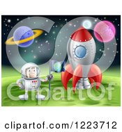 Poster, Art Print Of Astronaut Planting An Earth Flag On A Foreign Planet In Outer Space