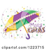 Poster, Art Print Of Mardi Gras Text With Stars And An Umbrella