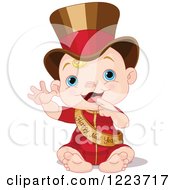 Poster, Art Print Of Waving Baby Wearing A Top Hat And Happy New Year Sash