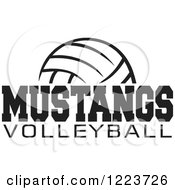 Poster, Art Print Of Black And White Ball With Mustangs Volleyball Text