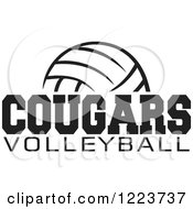 Clipart Of A Black And White Ball With COUGARS VOLLEYBALL Text Royalty Free Vector Illustration
