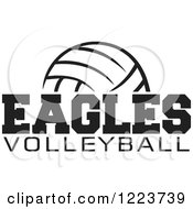 Clipart Of A Black And White Ball With EAGLES VOLLEYBALL Text Royalty Free Vector Illustration
