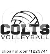 Clipart Of A Black And White Ball With COLTS VOLLEYBALL Text Royalty Free Vector Illustration