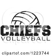 Clipart Of A Black And White Ball With CHIEFS VOLLEYBALL Text Royalty Free Vector Illustration
