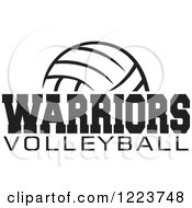 Clipart Of A Black And White Ball With WARRIORS VOLLEYBALL Text Royalty Free Vector Illustration