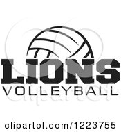 Clipart Of A Black And White Ball With LIONS VOLLEYBALL Text Royalty Free Vector Illustration