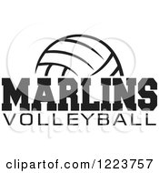 Clipart Of A Black And White Ball With MARLINS VOLLEYBALL Text Royalty Free Vector Illustration by Johnny Sajem