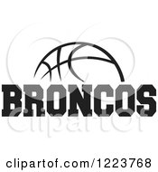 Clipart Of A Black And White Basketball With BRONCOS Text Royalty Free Vector Illustration