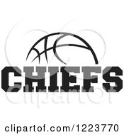 Clipart Of A Black And White Basketball With CHIEFS Text Royalty Free Vector Illustration
