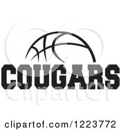 Clipart Of A Black And White Basketball With COUGARS Text Royalty Free Vector Illustration