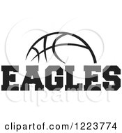 Clipart Of A Black And White Basketball With EAGLES Text Royalty Free Vector Illustration by Johnny Sajem