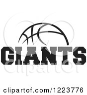 Clipart Of A Black And White Basketball With GIANTS Text Royalty Free Vector Illustration