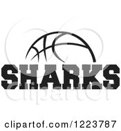 Poster, Art Print Of Black And White Basketball With Sharks Text