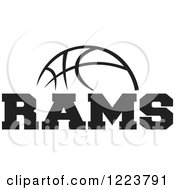 Poster, Art Print Of Black And White Basketball With Rams Text