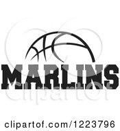 Poster, Art Print Of Black And White Basketball With Marlins Text