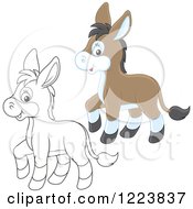 Poster, Art Print Of Outlined And Colored Cute Baby Donkeys