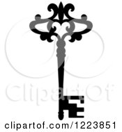 Clipart Of A Black And White Antique Skeleton Key 43 Royalty Free Vector Illustration
