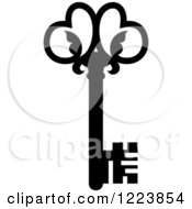 Clipart Of A Black And White Antique Skeleton Key 45 Royalty Free Vector Illustration