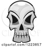 Clipart Of A Grayscale Monster Skull 7 Royalty Free Vector Illustration