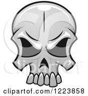 Clipart Of A Grayscale Monster Skull 5 Royalty Free Vector Illustration