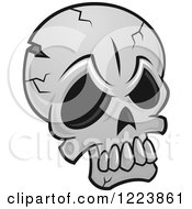Clipart Of A Cracked Grayscale Monster Skull Royalty Free Vector Illustration