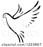 Poster, Art Print Of Black And White Flying Dove