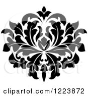 Clipart Of A Black And White Floral Damask Design 23 Royalty Free Vector Illustration