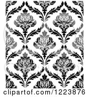 Poster, Art Print Of Seamless Pattern Of Damask In Black And White 2