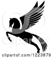 Poster, Art Print Of Black And White Winged Horse Pegasus Ready To Take Flight 3
