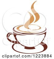 Poster, Art Print Of Brown Coffee Cup On A Saucer With Tan Steam 4