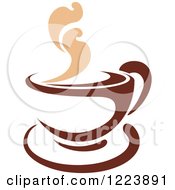 Brown Coffee Cup On A Saucer With Tan Steam 2