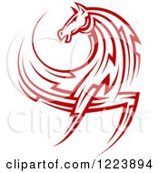 Clipart Of A Red Tribal Horse Royalty Free Vector Illustration