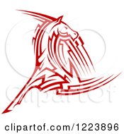 Clipart Of A Red Tribal Horse 2 Royalty Free Vector Illustration