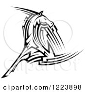 Clipart Of A Black And White Tribal Horse Royalty Free Vector Illustration