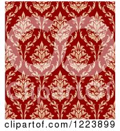 Poster, Art Print Of Seamless Pattern Of Damask In Tan And Red