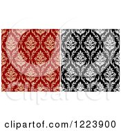Poster, Art Print Of Seamless Patterns Of Damask In Black And White And Tan And Red