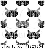 Clipart Of A Seamless Pattern Background Of Owls In Black And White Royalty Free Vector Illustration