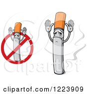 Clipart Of Cigarette Characters Giving Up Royalty Free Vector Illustration