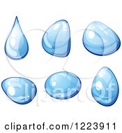 Clipart Of Reflective Blue Water Droplets 3 Royalty Free Vector Illustration