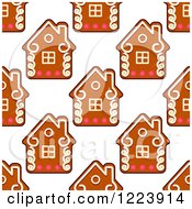 Seamless Pattern Background Of Christmas Gingerbread House Cookies