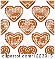 Poster, Art Print Of Seamless Pattern Background Of Christmas Gingerbread Heart Cookies