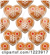 Poster, Art Print Of Seamless Pattern Background Of Christmas Gingerbread Heart Cookies 2