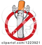 Cigarette Character Giving Up With Smoke And A Restricted Symbol